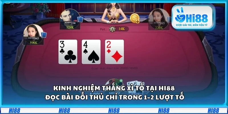 Kinh nghiệm thắng Xì Tố tại Hi88: Đọc bài đối thủ chỉ trong 1–2 lượt tố